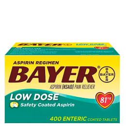 Bayer Aspirin Regimen 81mg Low-Dose Enteric-Coated Tablets, 400 ct Bayer Aspirin Regimen 81mg Low-Dose Enteric-Coated Tablets, 400 ct