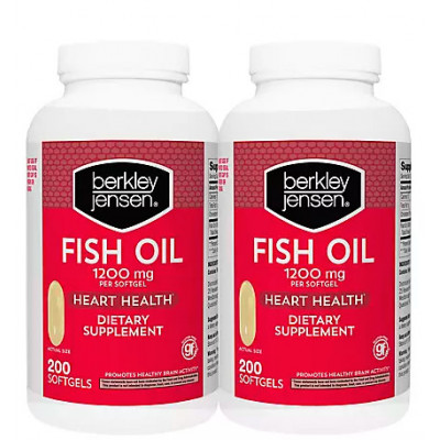 Berkley Jensen 1,200mg Fish Oil Softgels, 2 pk./200 ct. Berkley Jensen 1,200mg Fish Oil Softgels, 2 pk./200 ct.