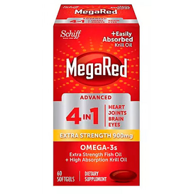 MegaRed Advanced 900mg Omega-3 Krill Oil 4-in-1 Softgels, 60 ct MegaRed Advanced 900mg Omega-3 Krill Oil 4-in-1 Softgels, 60 ct