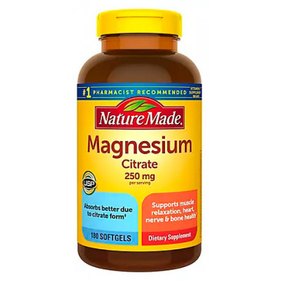 Nature Made Magnesium Citrate 250 mg Softgels, 180 ct Nature Made Magnesium Citrate 250 mg Softgels, 180 ct