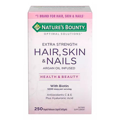 Nature's Bounty Hair, Skin and Nails Extra Strength Vitamins, 250 ct Nature's Bounty Hair, Skin and Nails Extra Strength Vitamins, 250 ct